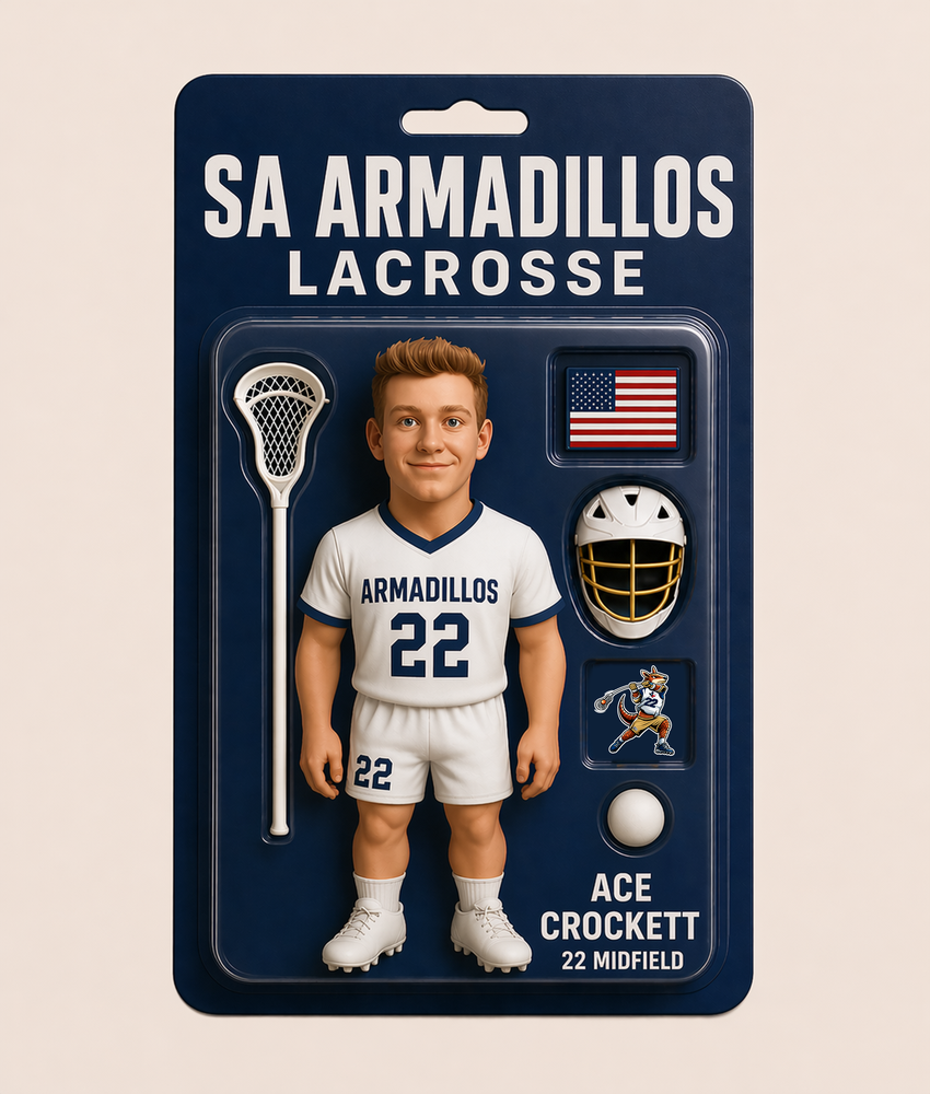 SA Armadillos youth lacrosse player collectible card 1, San Antonio