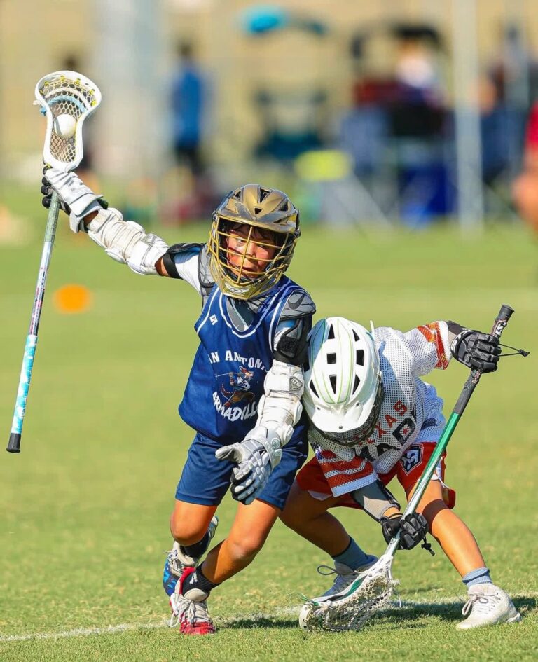 SA Armadillos player celebrating during a San Antonio youth lacrosse game