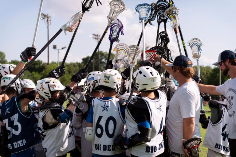 SA Armadillos team huddle before a youth lacrosse game in San Antonio