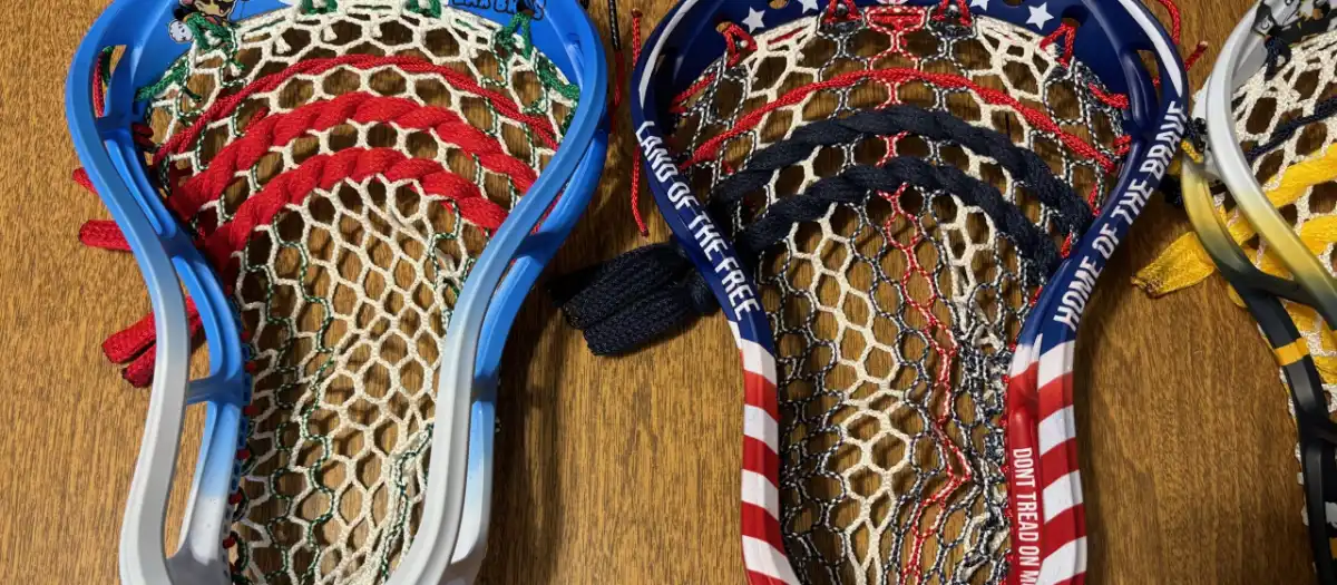 Close-up of custom lacrosse stick heads